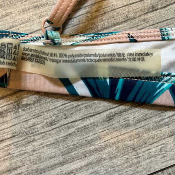 Victoria’s Secret pink teal palm tree bikini sz S/XS ruffle shoulder swimsuit - Picture 7 of 8